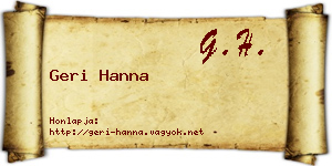 Geri Hanna névjegykártya